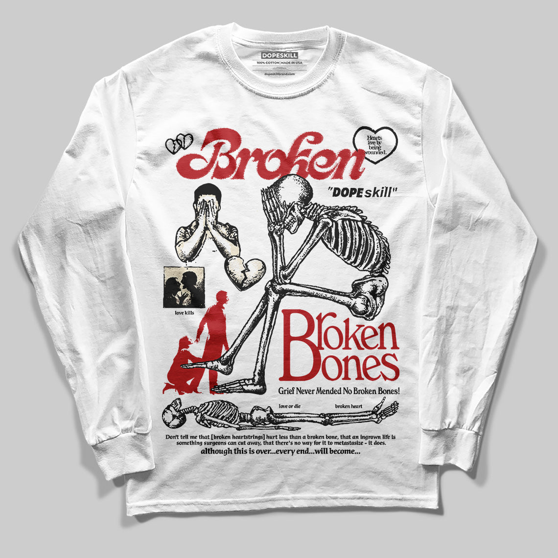 Black Toe Reimagined 1s superstreetwear Long Sleeve T-Shirt Broken Bones Graphic