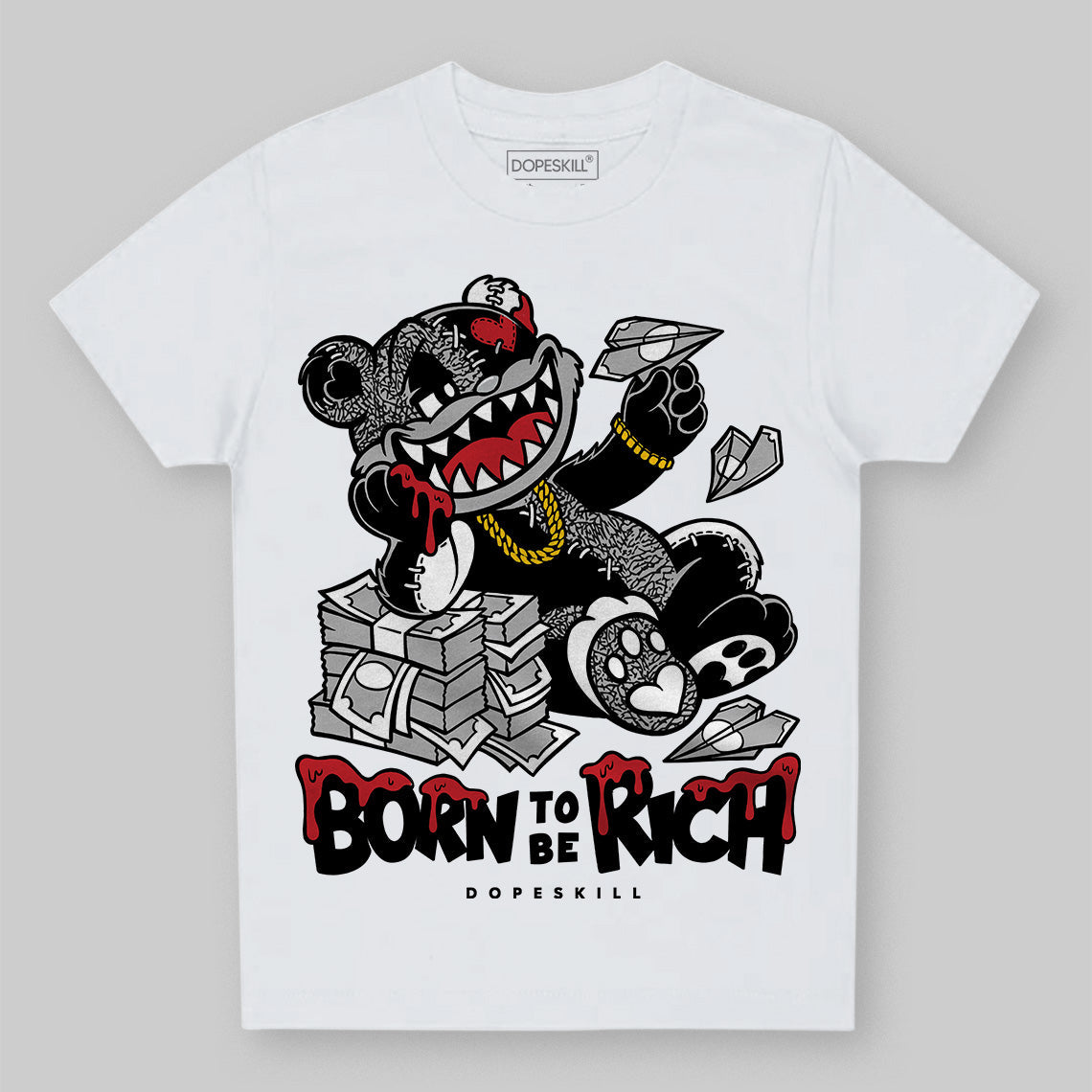 Black Cement 3s superstreetwear Toddler Kids T-shirt Born To Be Rich Graphic