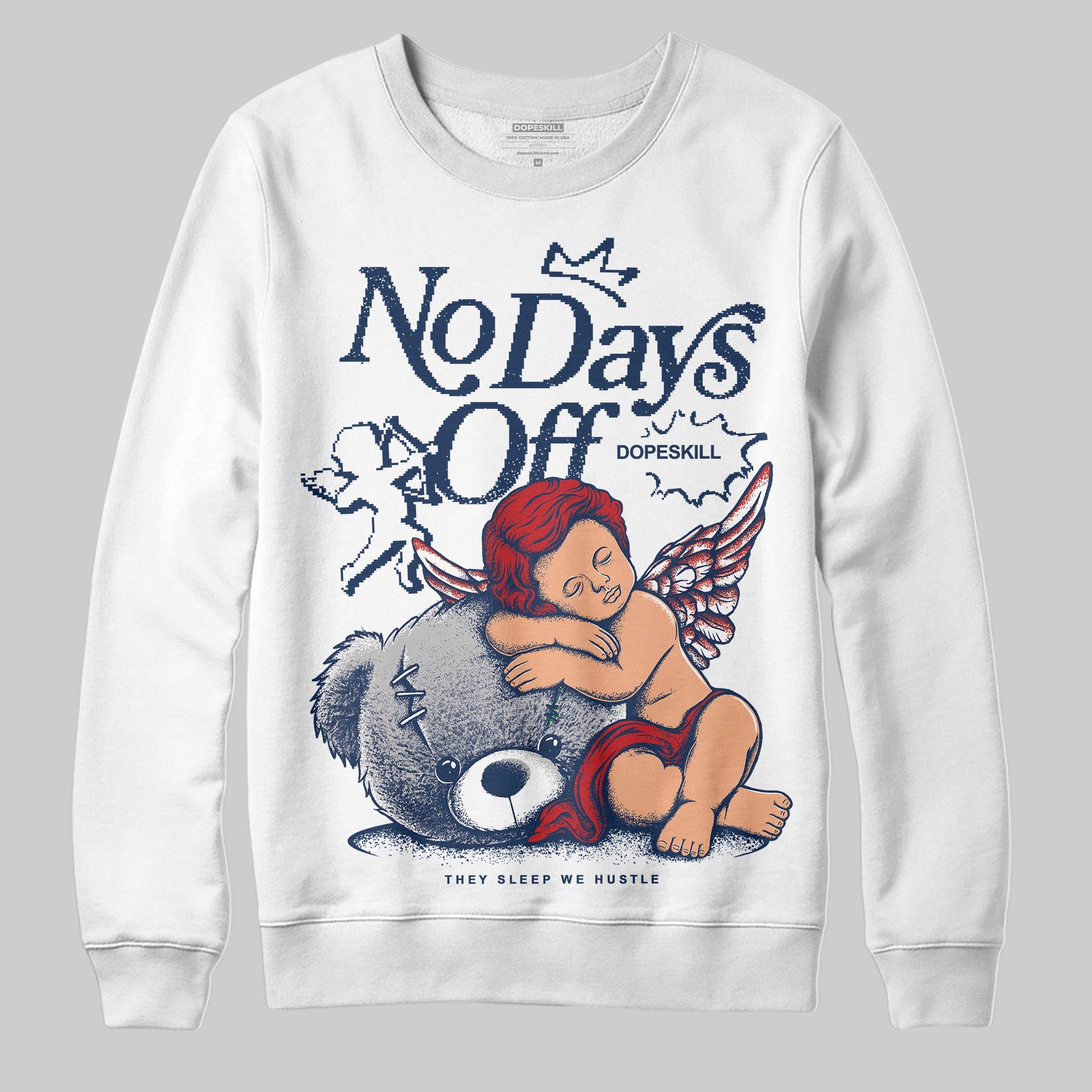 Summit White Navy 4s superstreetwear Sweatshirt New No Days Off Graphic