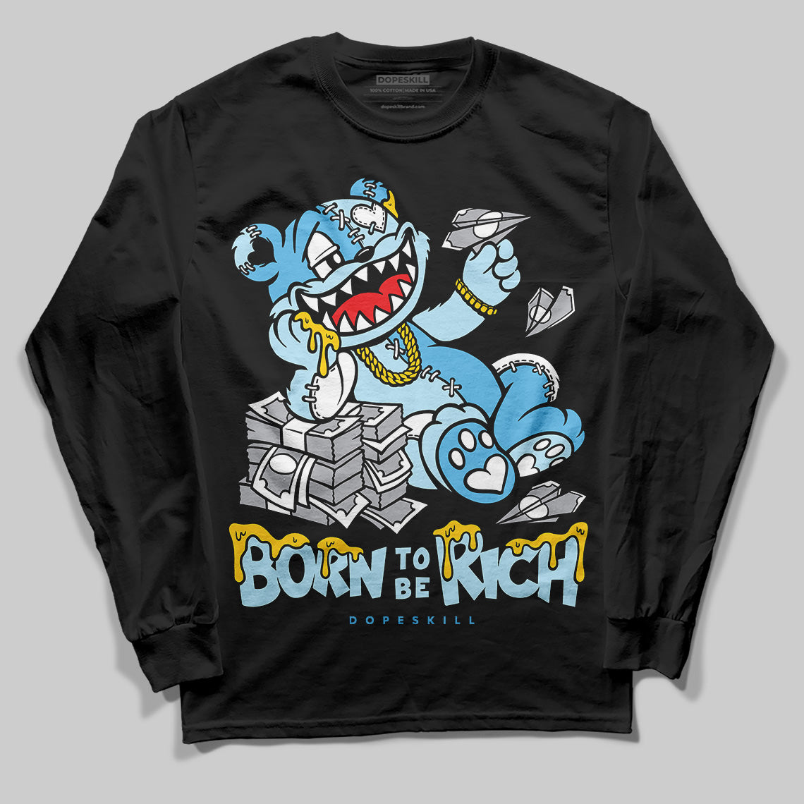 Legend Blue 11s superstreetwear Long Sleeve T-Shirt Born To Be Rich Graphic