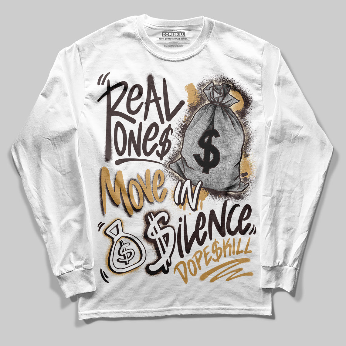 Earth 5s superstreetwear Long Sleeve T-Shirt Real Ones Move In Silence Graphic
