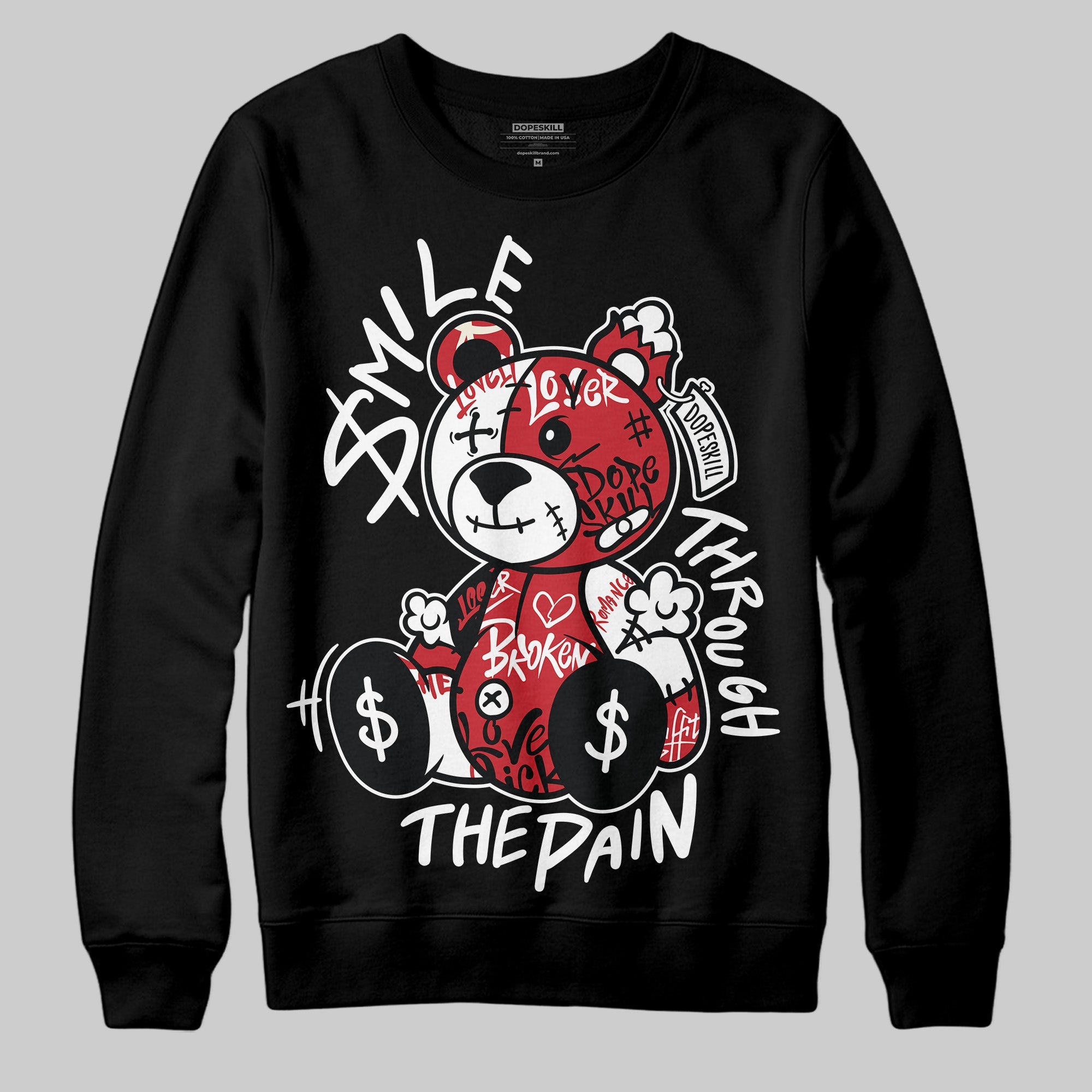 Bred 11s superstreetwear Sweatshirt Smile Through The Pain Graphic