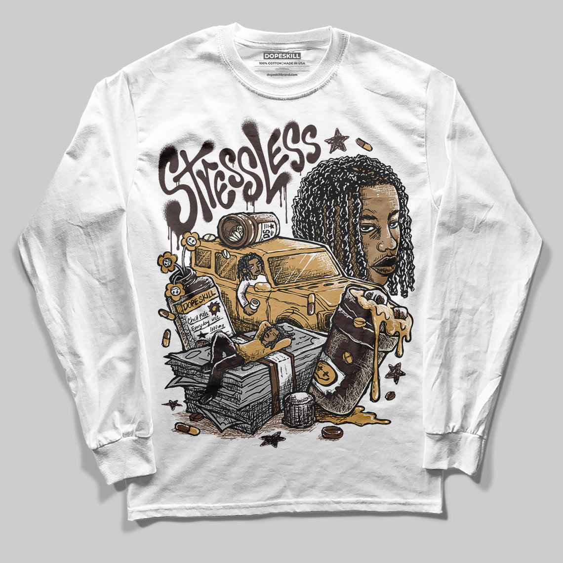 Earth 5s superstreetwear Long Sleeve T-Shirt Stressless Graphic