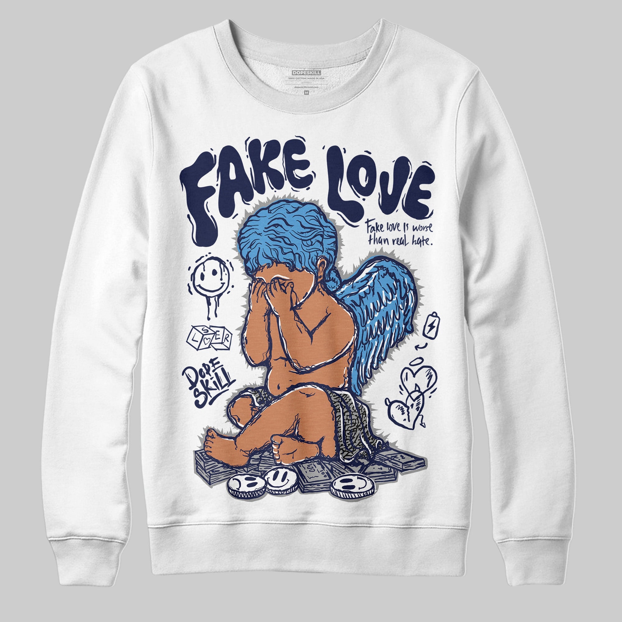 Midnight Navy 3s superstreetwear Sweatshirt False Love Graphic