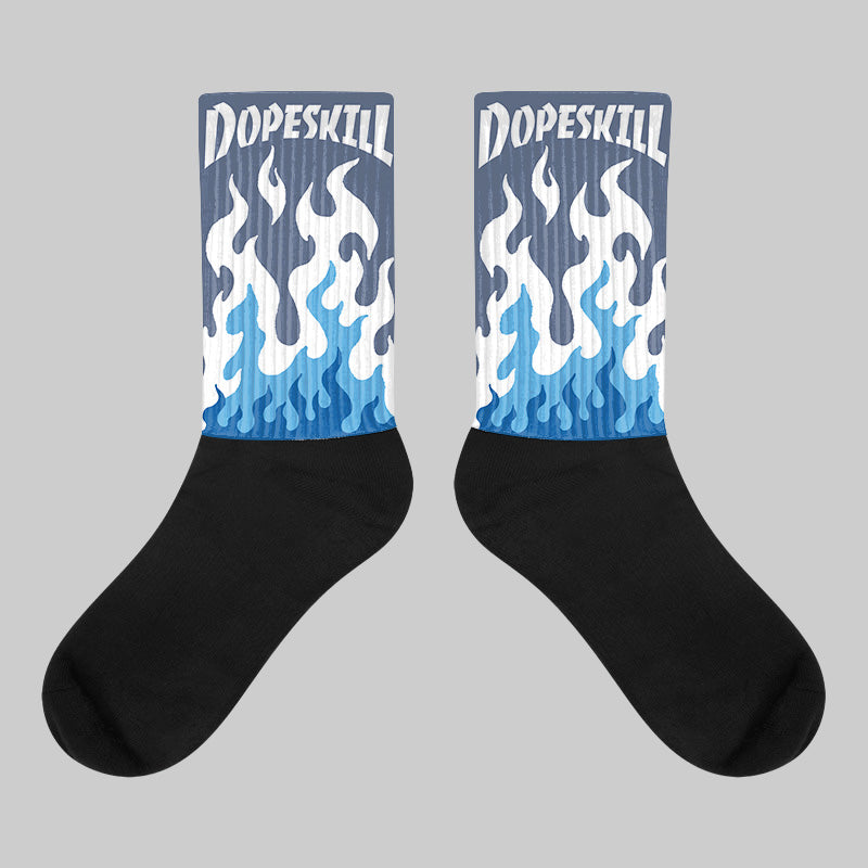 Diffused Blue 11s superstreetwear Sublimated Socks FIRE Graphic