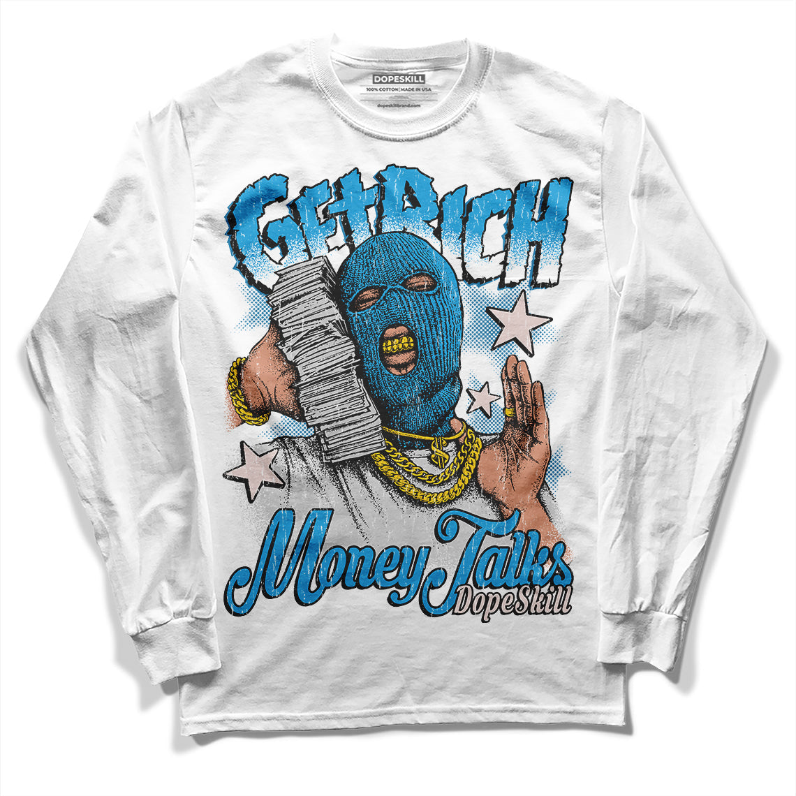 Military Blue 4s superstreetwear Long Sleeve T-Shirt Get Rich Graphic