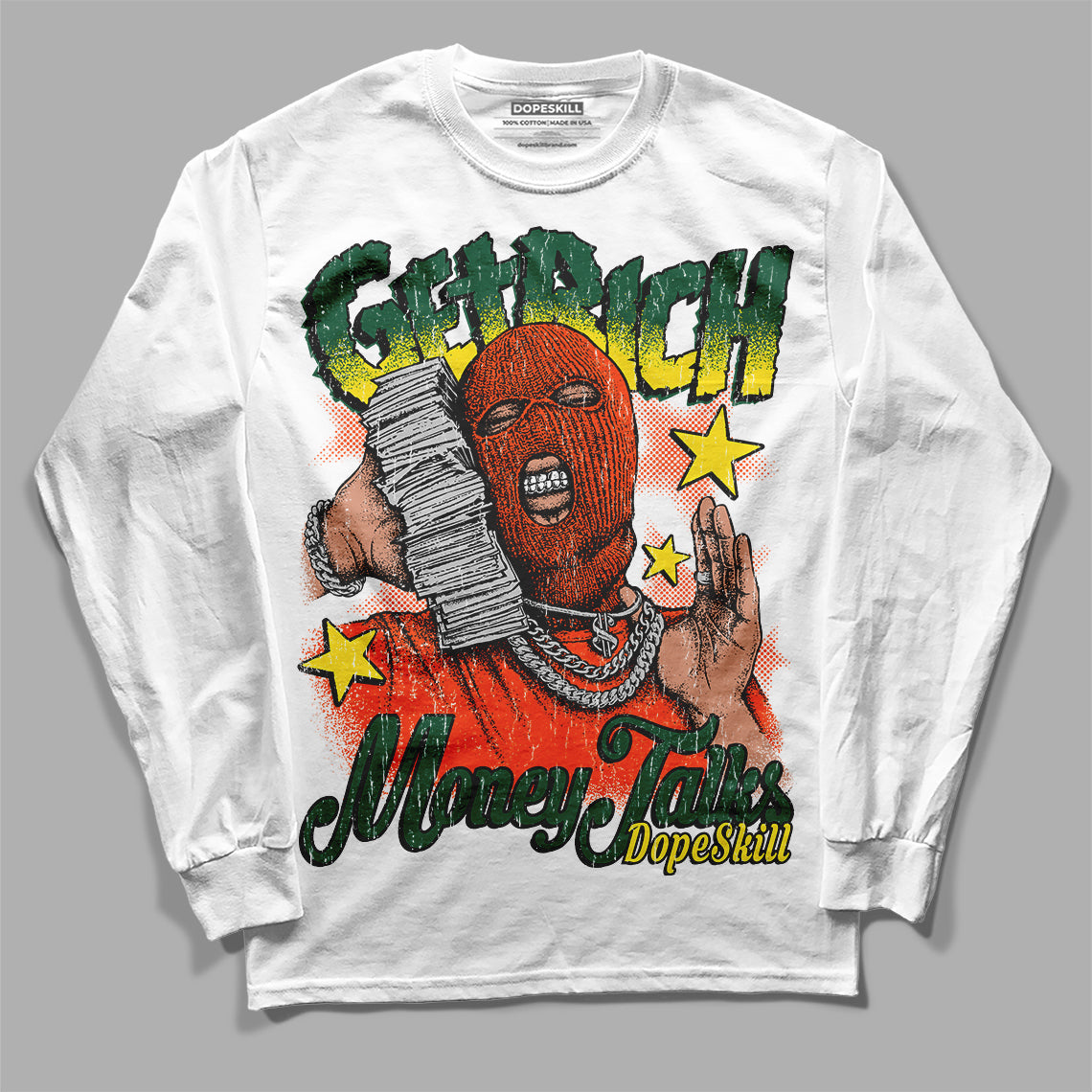 Dunk Low Team Dark Green Orange superstreetwear Long Sleeve T-Shirt Get Rich Graphic