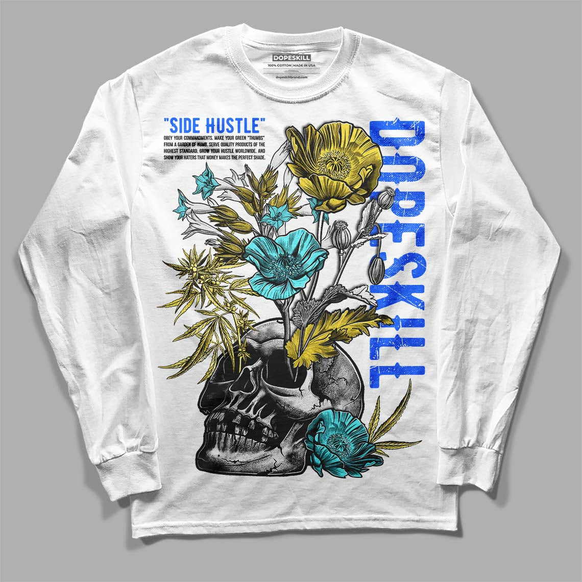Aqua 5s DopeSkill Long Sleeve T-Shirt Side Hustle Graphic