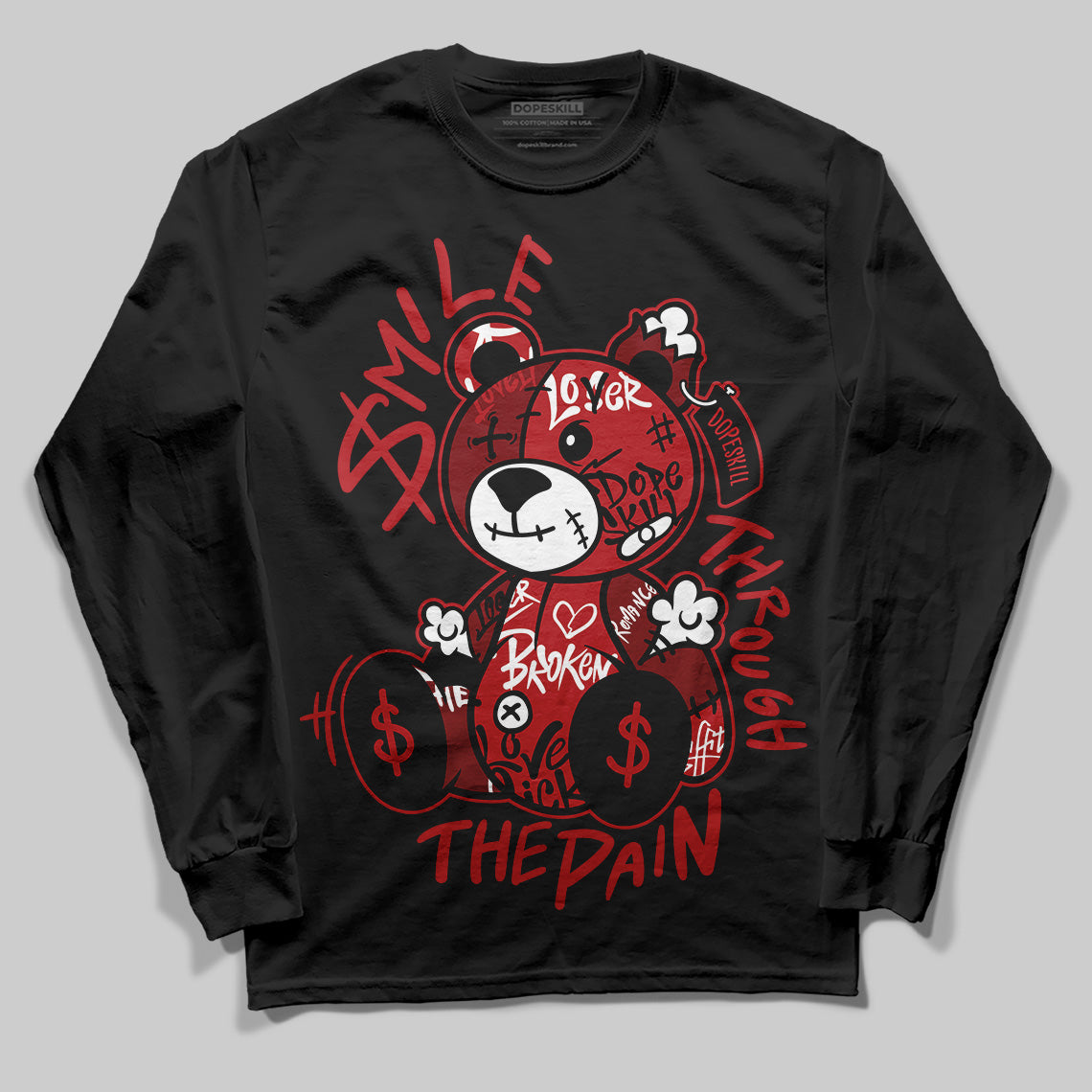 Flu Game 12s superstreetwear Long Sleeve T-Shirt Smile Through The Pain Graphic
