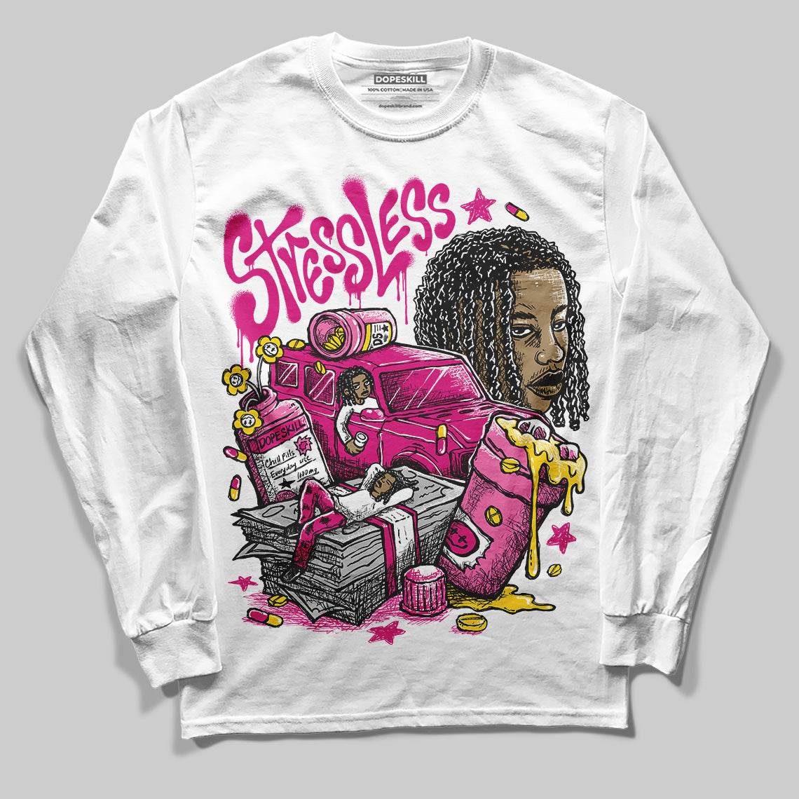 Rick RO Pink Leather Sneakers superstreetwear Long Sleeve T-Shirt Stressless Graphic