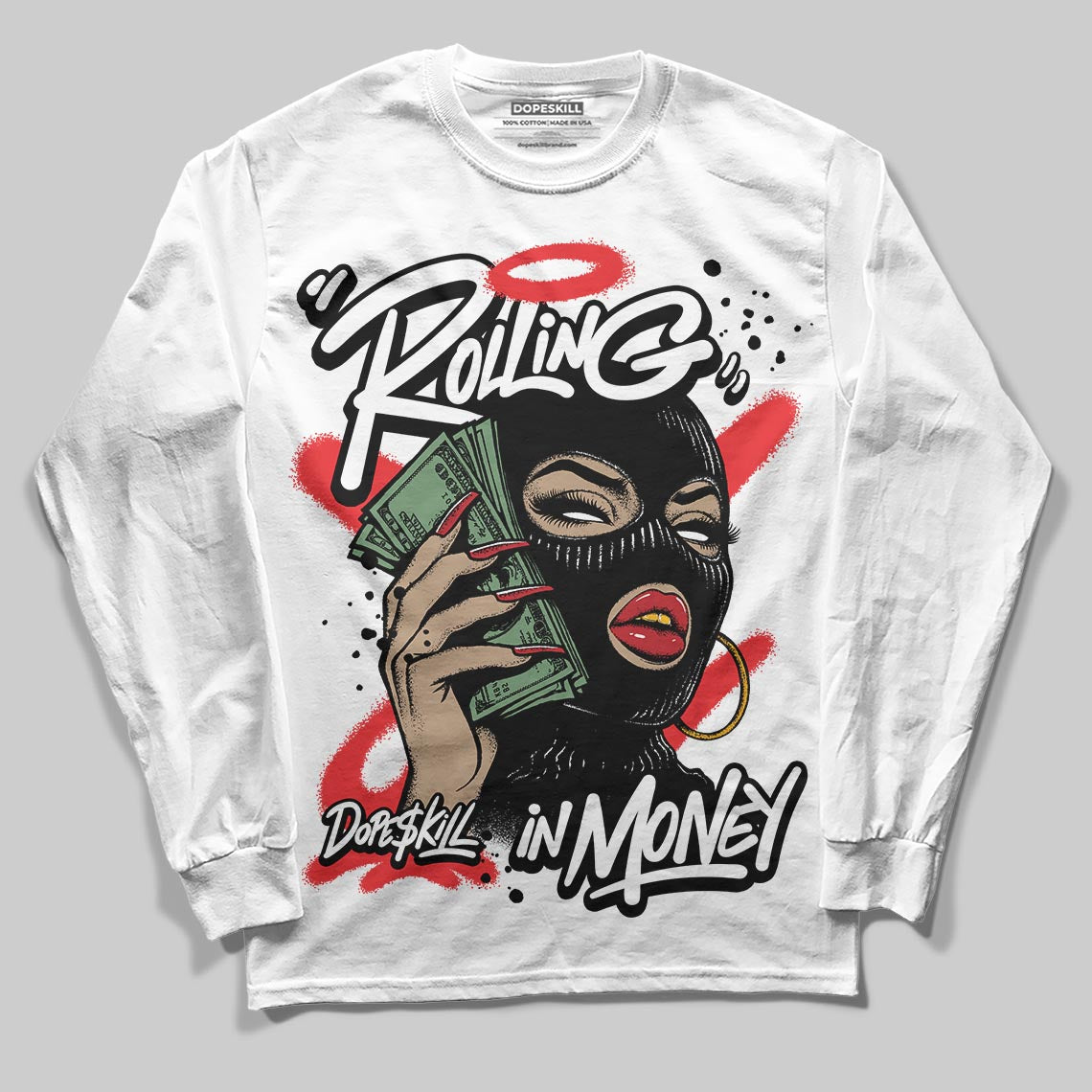 Dunk Panda White Black superstreetwear Long Sleeve T-Shirt Rolling in Money Graphic