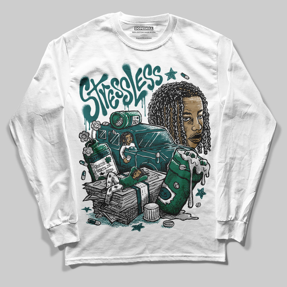 Gel 1130 White Dark Neptune superstreetwear Long Sleeve T-Shirt Stressless Graphic