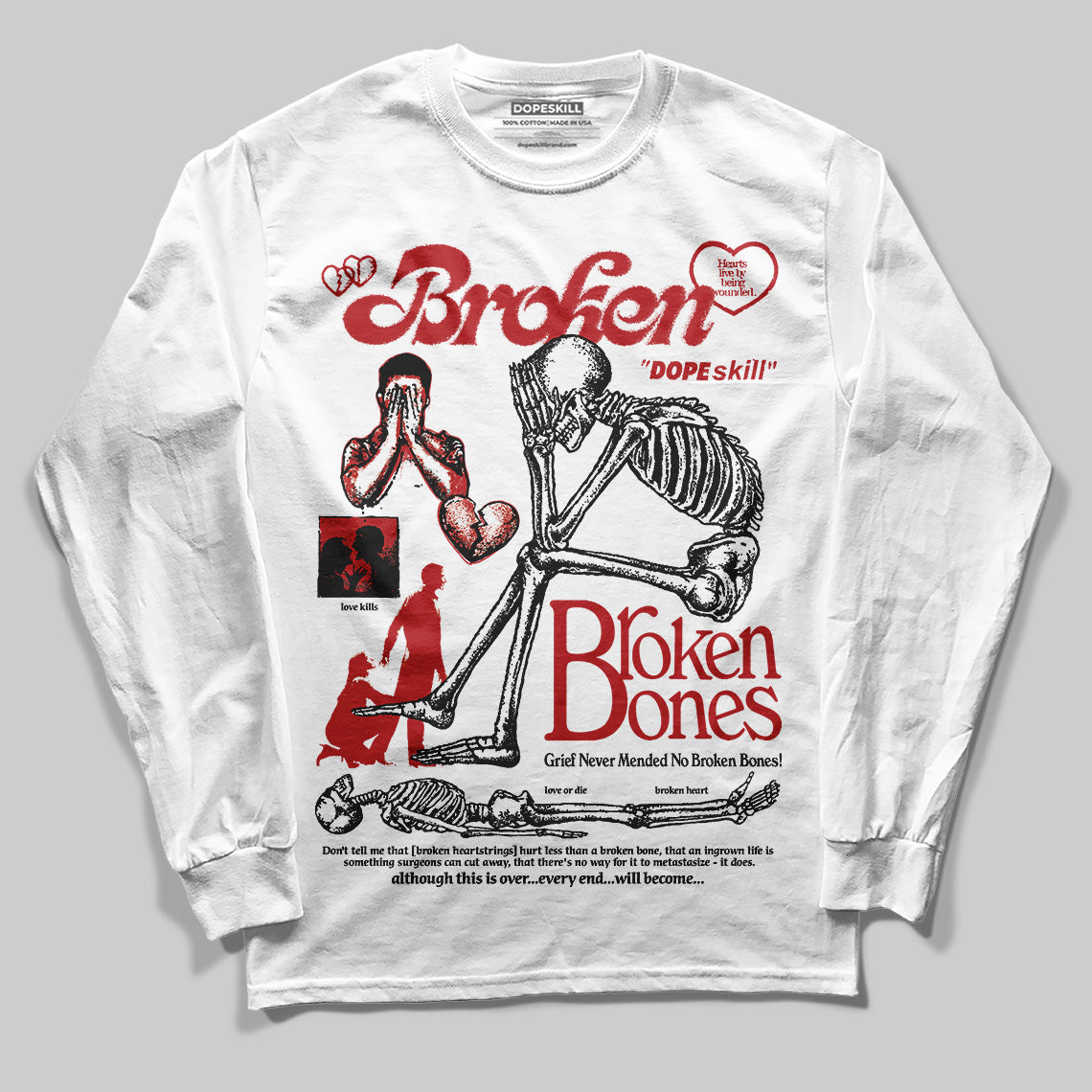 Flu Game 12s superstreetwear Long Sleeve T-Shirt Broken Bones Graphic