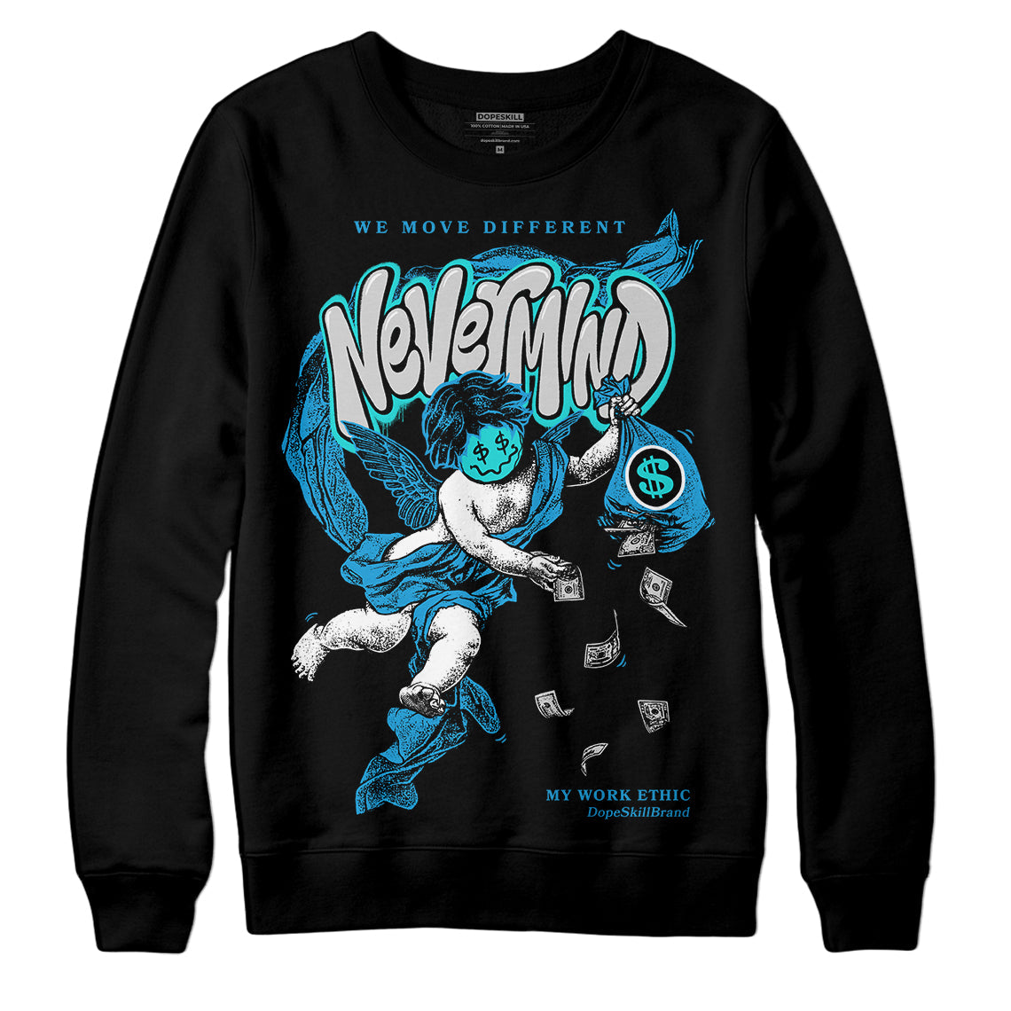 Military Blue 4s superstreetwear Sweatshirt Nevermind Graphic