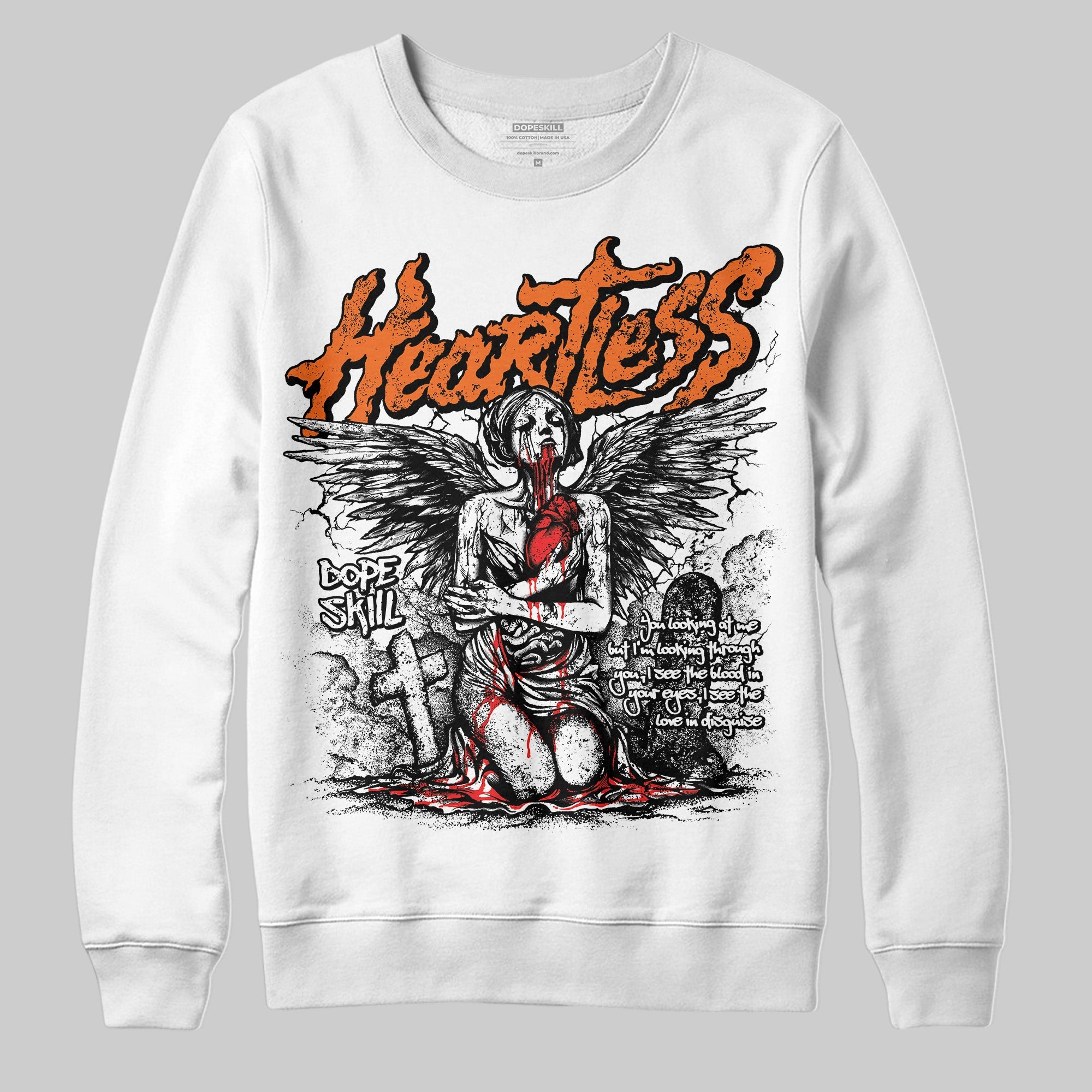 Orange Black White superstreetwear Sweatshirt Heartless Graphic