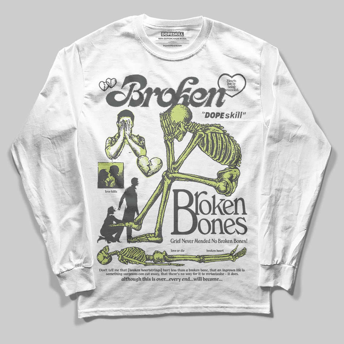 Light Lemon Twist 4s superstreetwear Long Sleeve T-Shirt Broken Bones Graphic