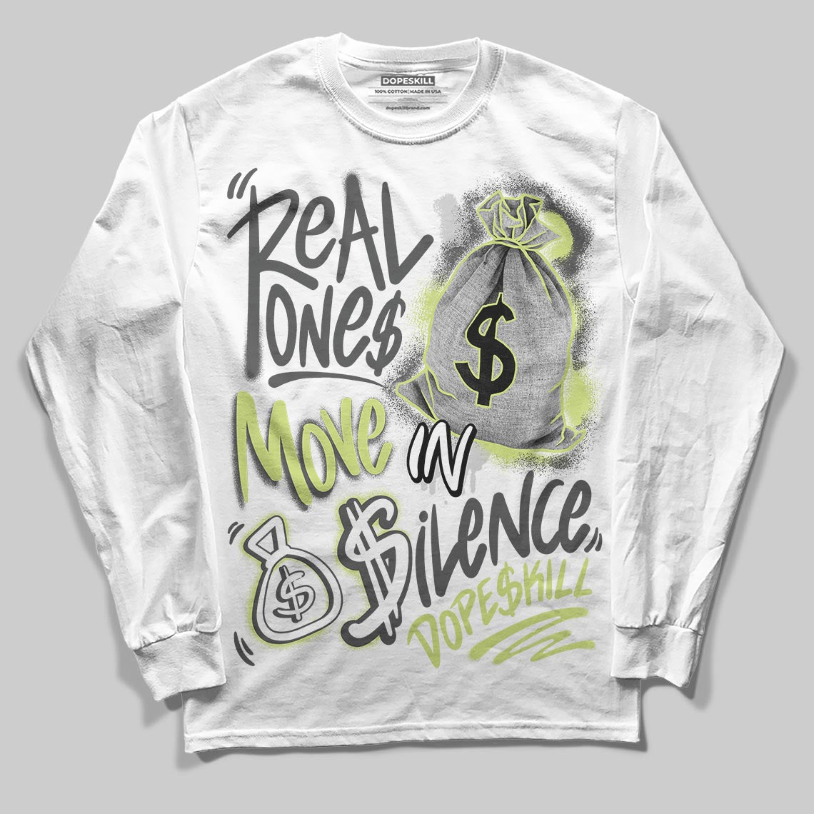 Light Lemon Twist 4s superstreetwear Long Sleeve T-Shirt Real Ones Move In Silence Graphic