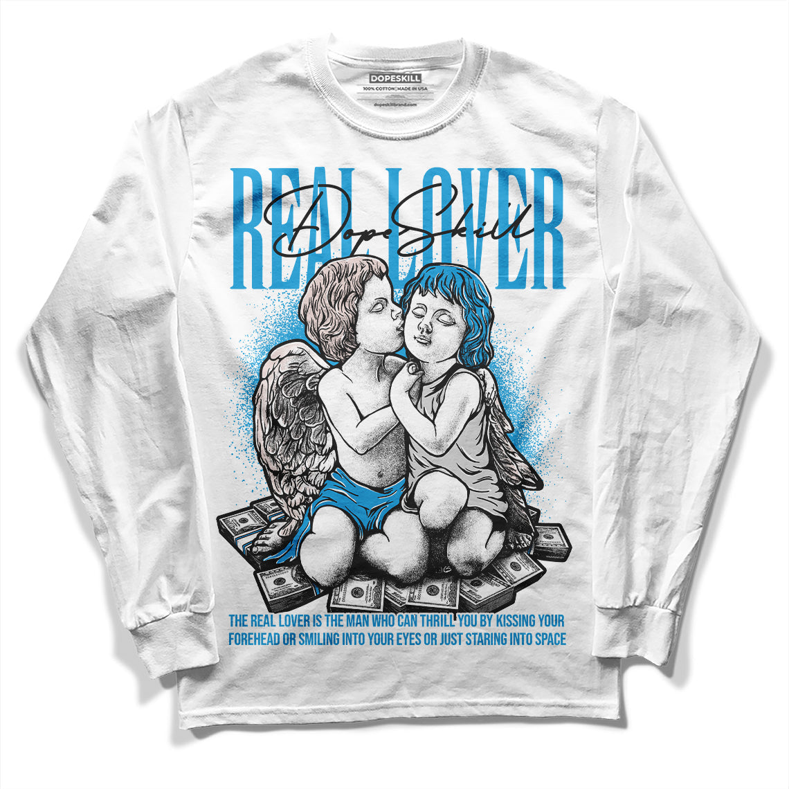 Military Blue 4s superstreetwear Long Sleeve T-Shirt Real Lover Graphic