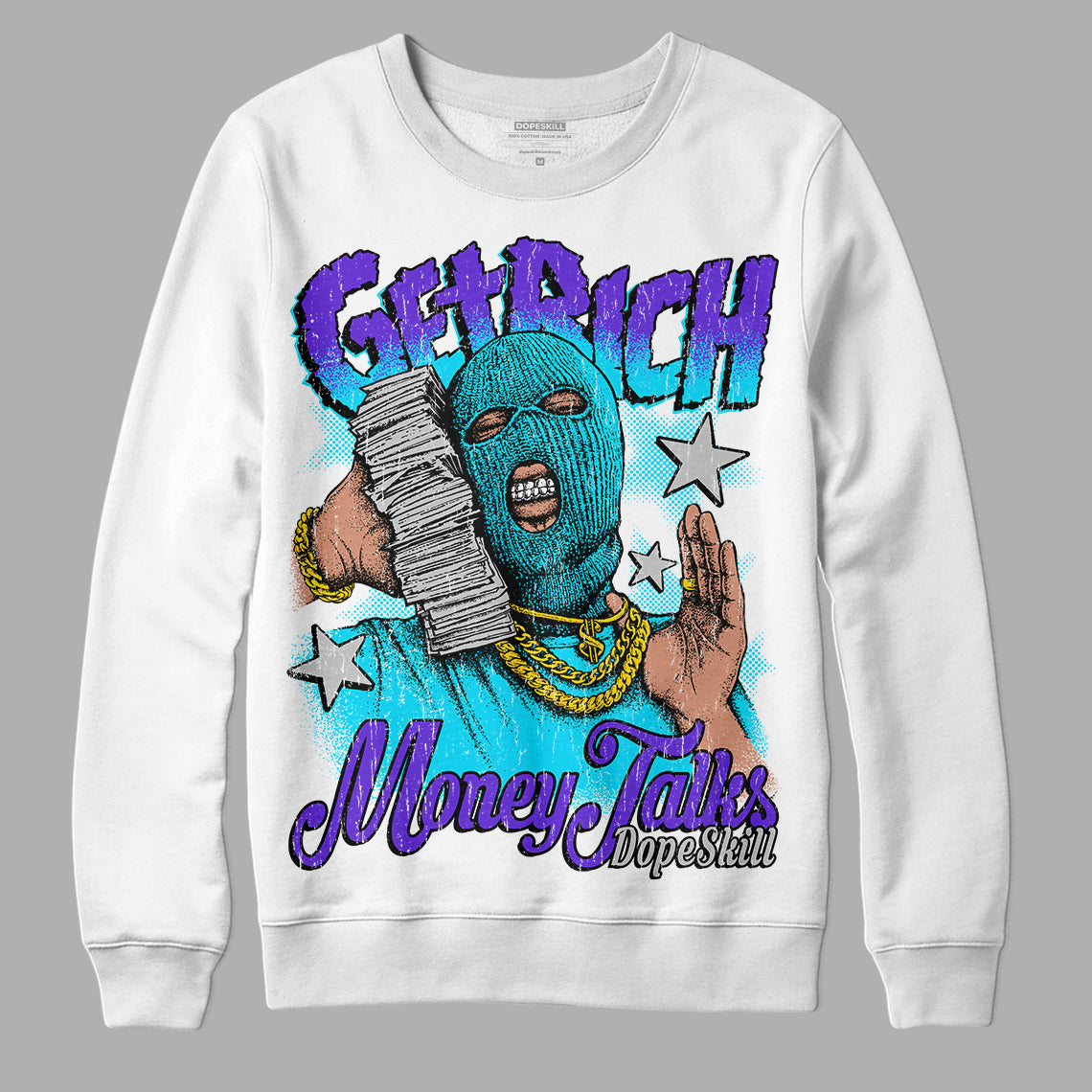 Aqua 6s superstreetwear Sweatshirt Get Rich Graphic