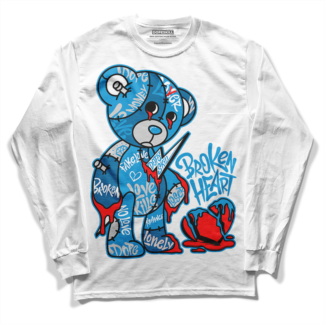 Military Blue 4s superstreetwear Long Sleeve T-Shirt Broken Heart Graphic