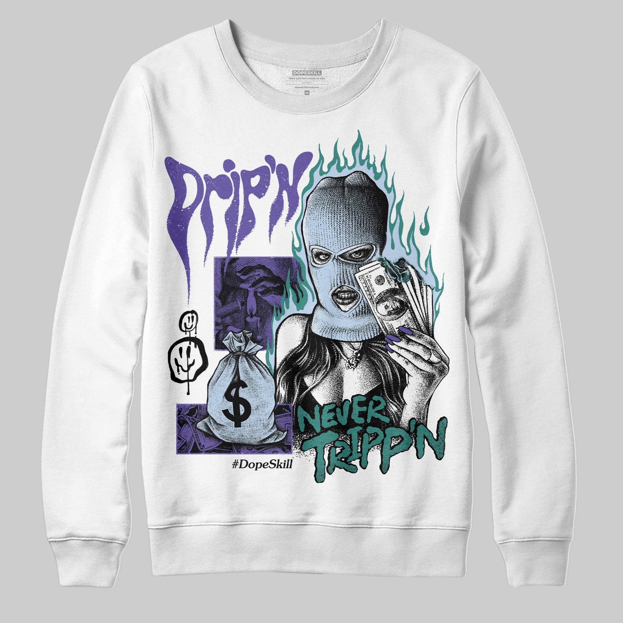 Grape 5s superstreetwear Sweatshirt Drip'n Never Tripp'n Graphic