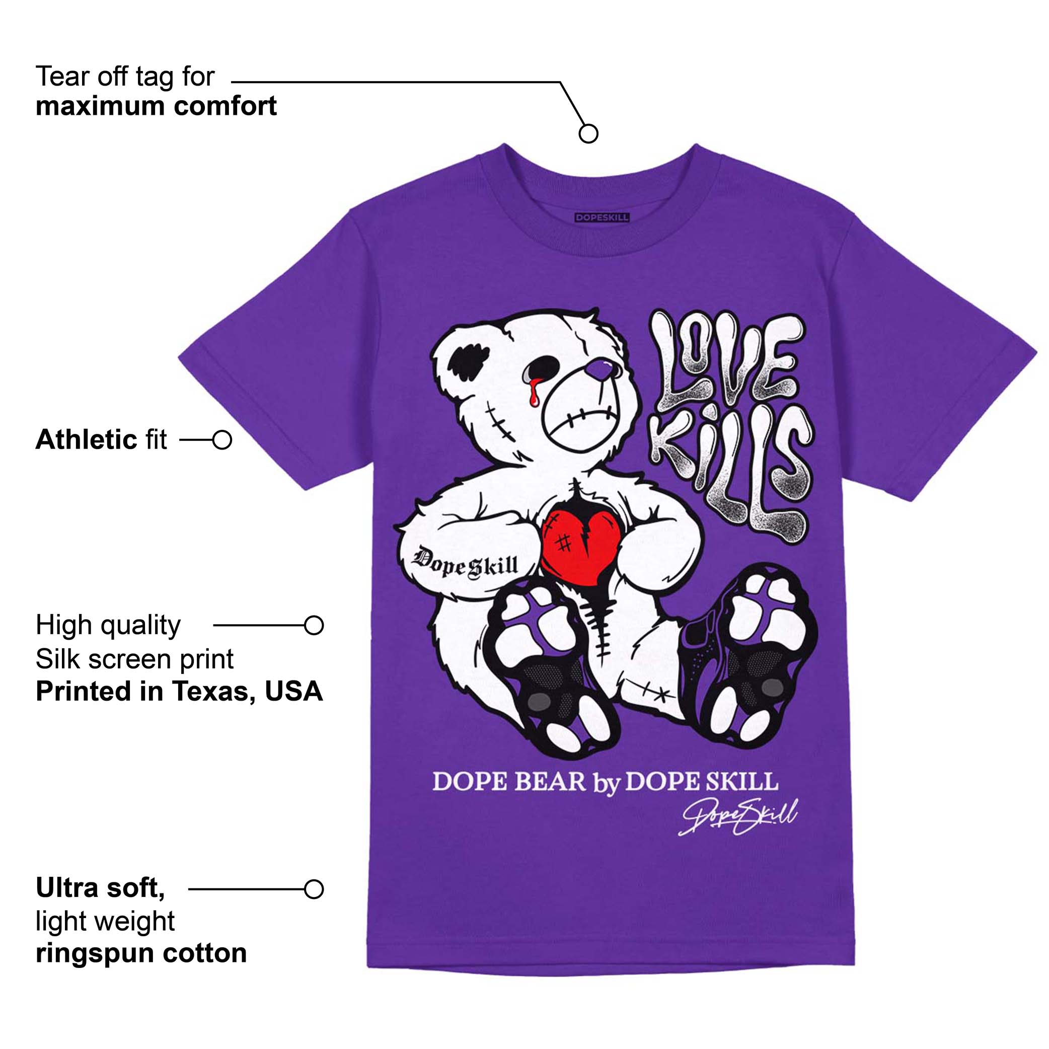 Court Purple 13s superstreetwear Purple T-shirt Love Kills Graphic