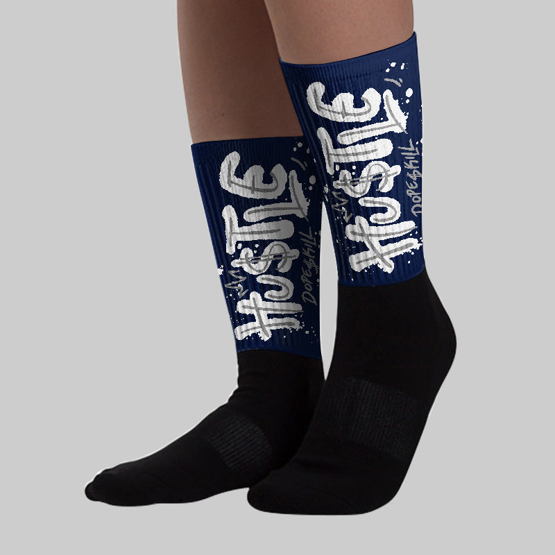 Midnight Navy 3s superstreetwear Sublimated Socks Hustle Graphic