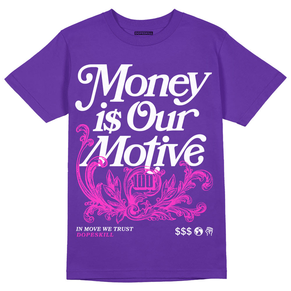 PURPLE Collection superstreetwear Purple T-shirt Money Is Our Motive Typo Graphic