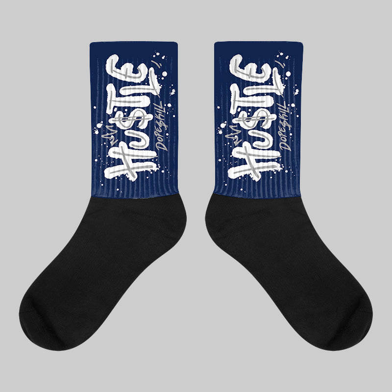 Midnight Navy 3s superstreetwear Sublimated Socks Hustle Graphic