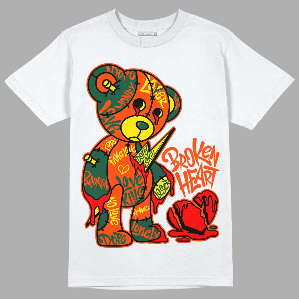 Dunk Low Team Dark Green Orange superstreetwear T-Shirt Broken Heart Graphic