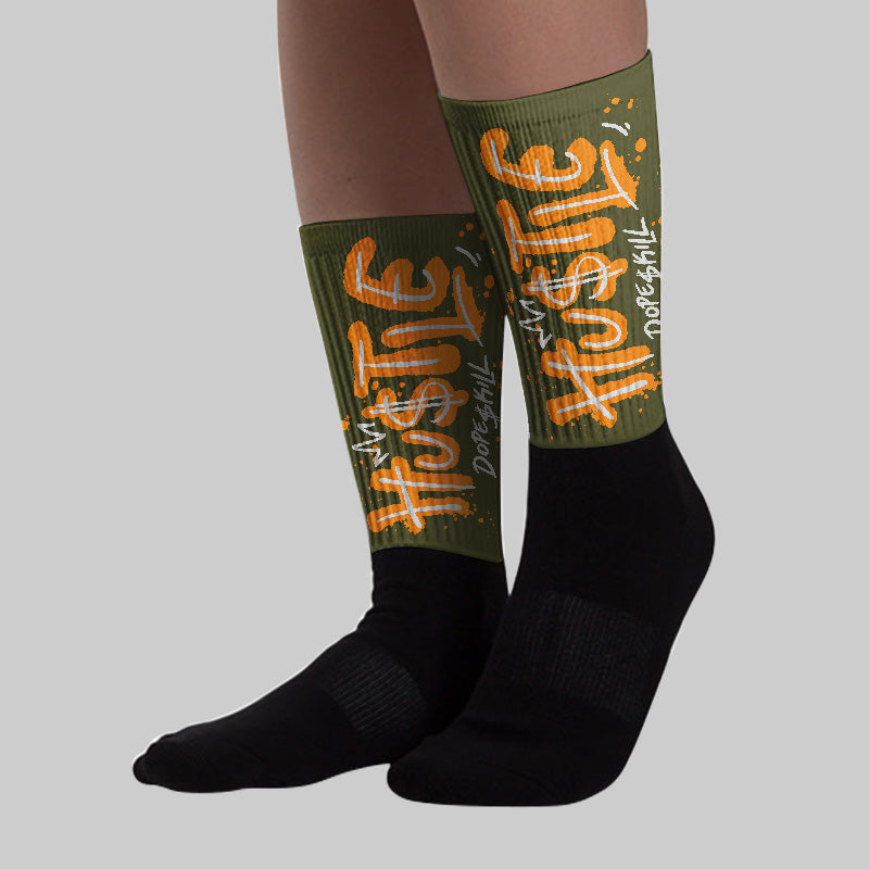Olive 5s superstreetwear Sublimated Socks Hustle Graphic