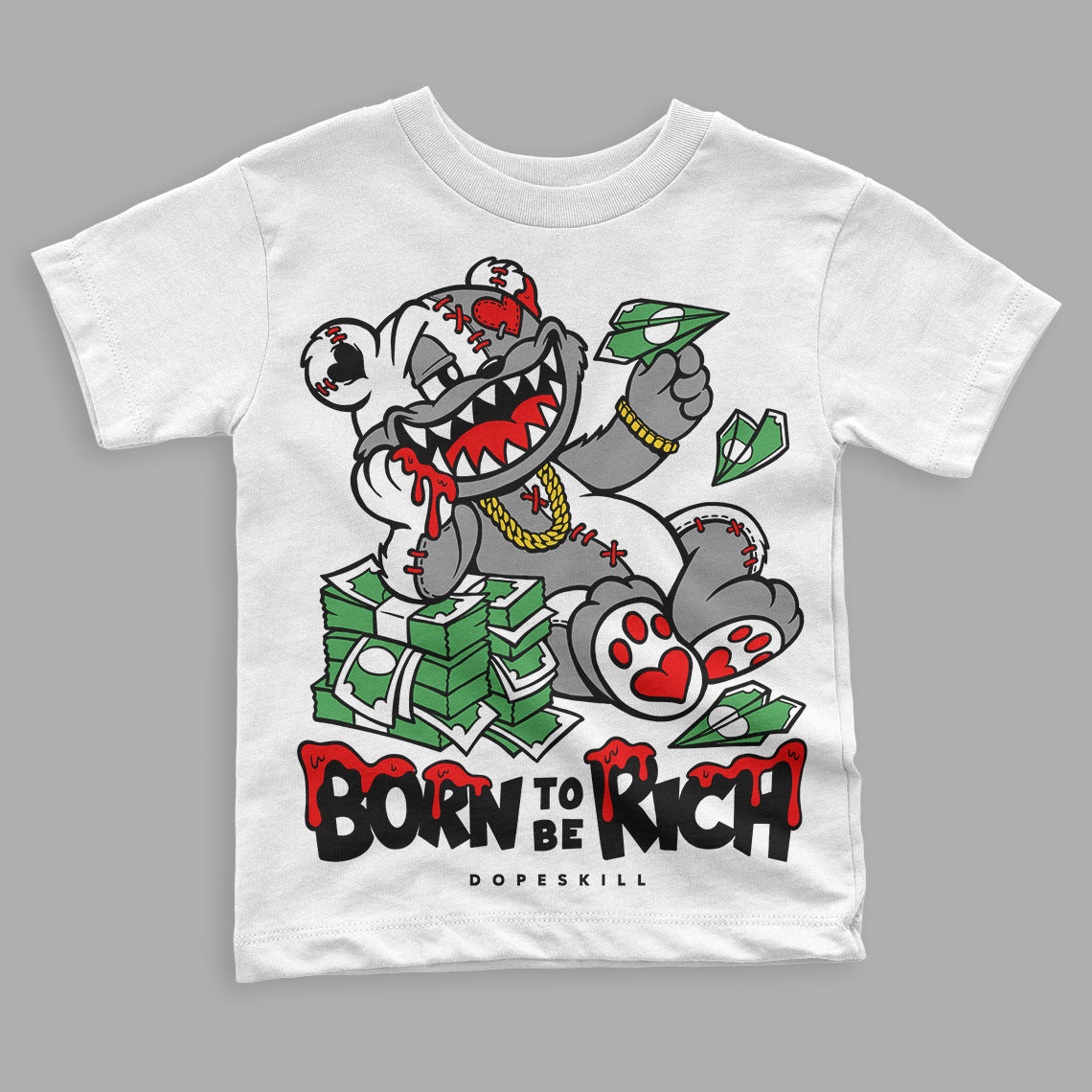 Panda White Black Dunk superstreetwear Toddler Kids T-shirt Born To Be Rich Graphic
