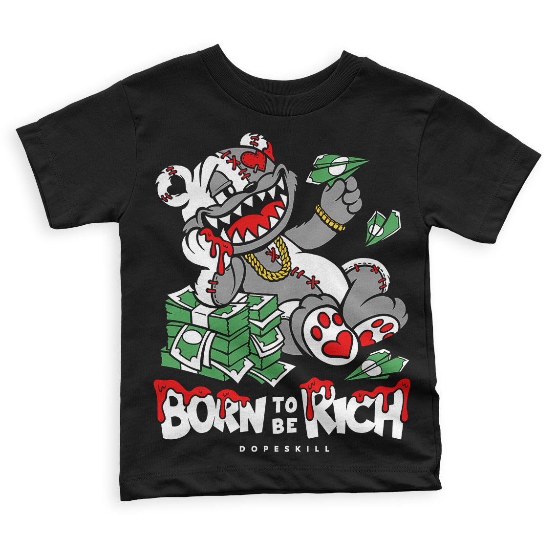 Panda White Black Dunk superstreetwear Toddler Kids T-shirt Born To Be Rich Graphic