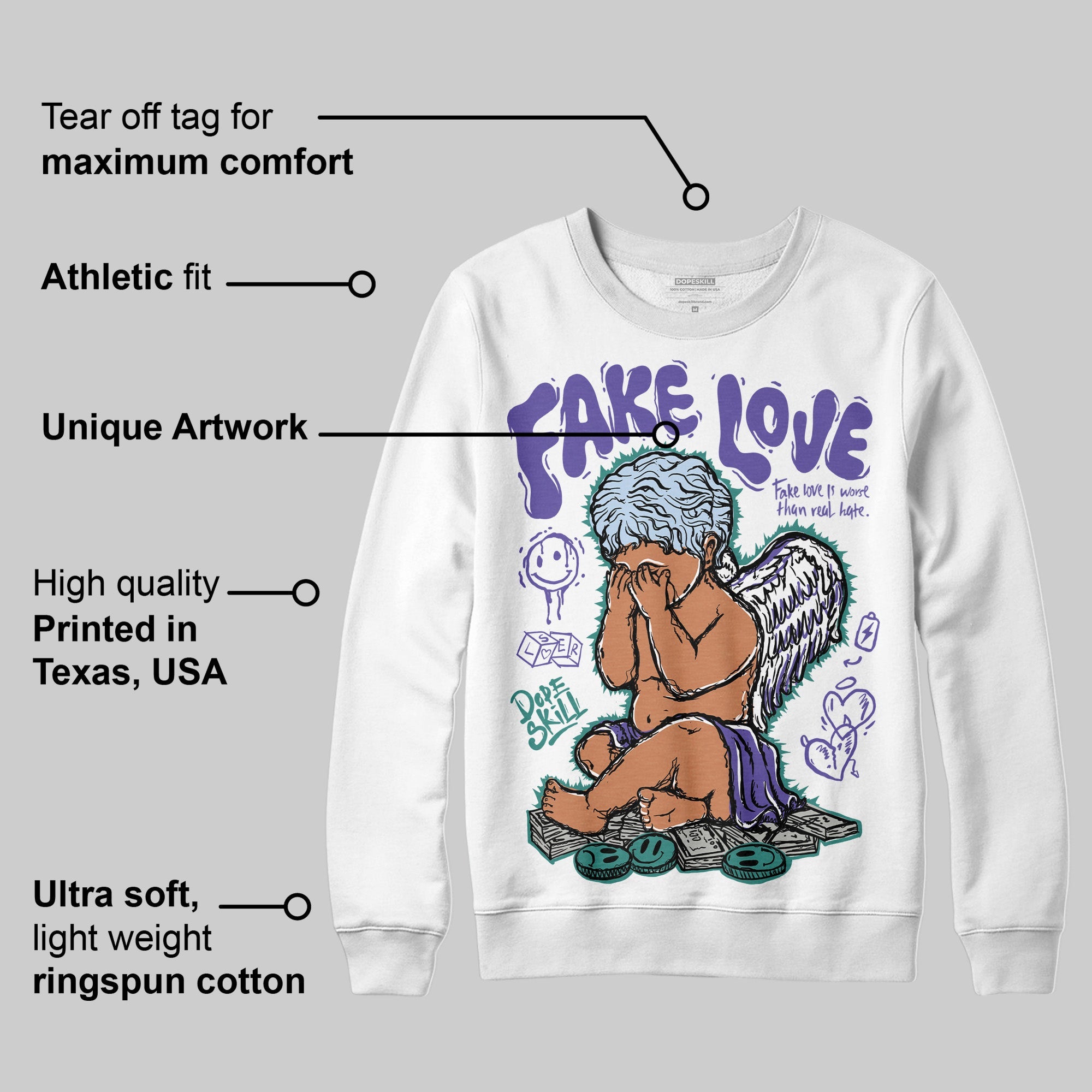 Grape 5s superstreetwear Sweatshirt False Love Graphic