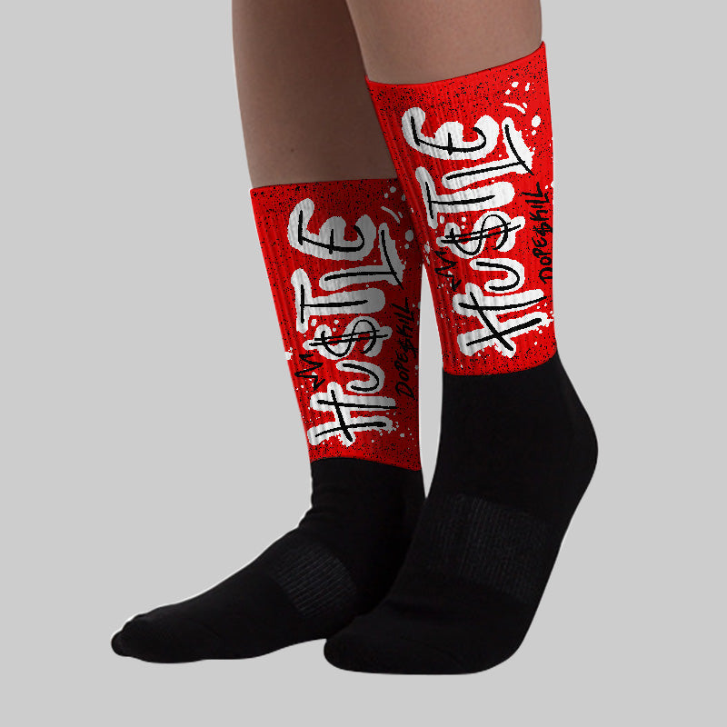 Red Cement 4S superstreetwear Sublimated Socks Hustle Graphic