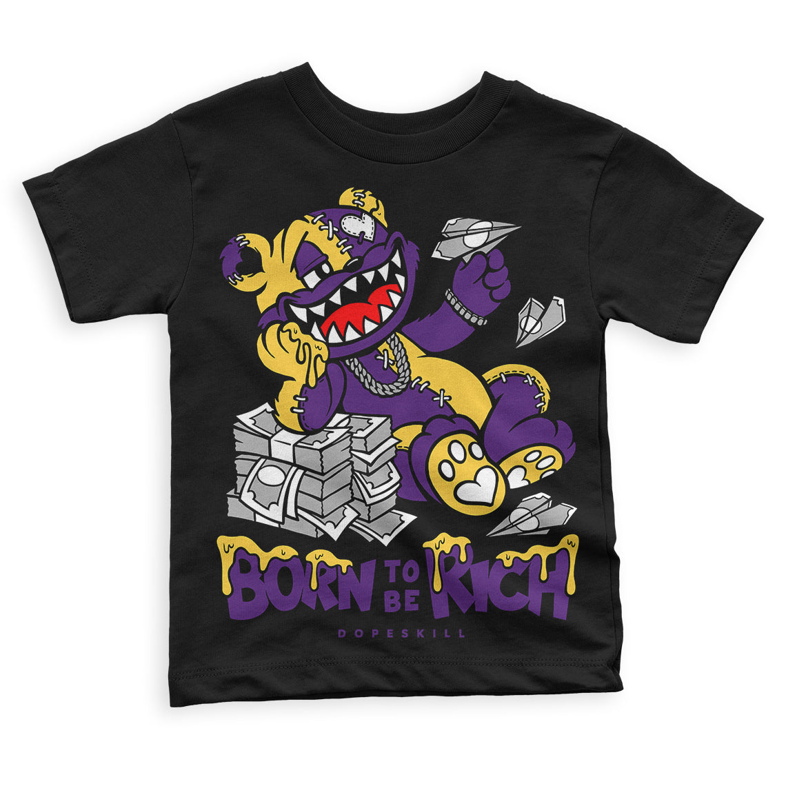 Field Purple 12s superstreetwear Toddler Kids T-shirt Born To Be Rich Graphic