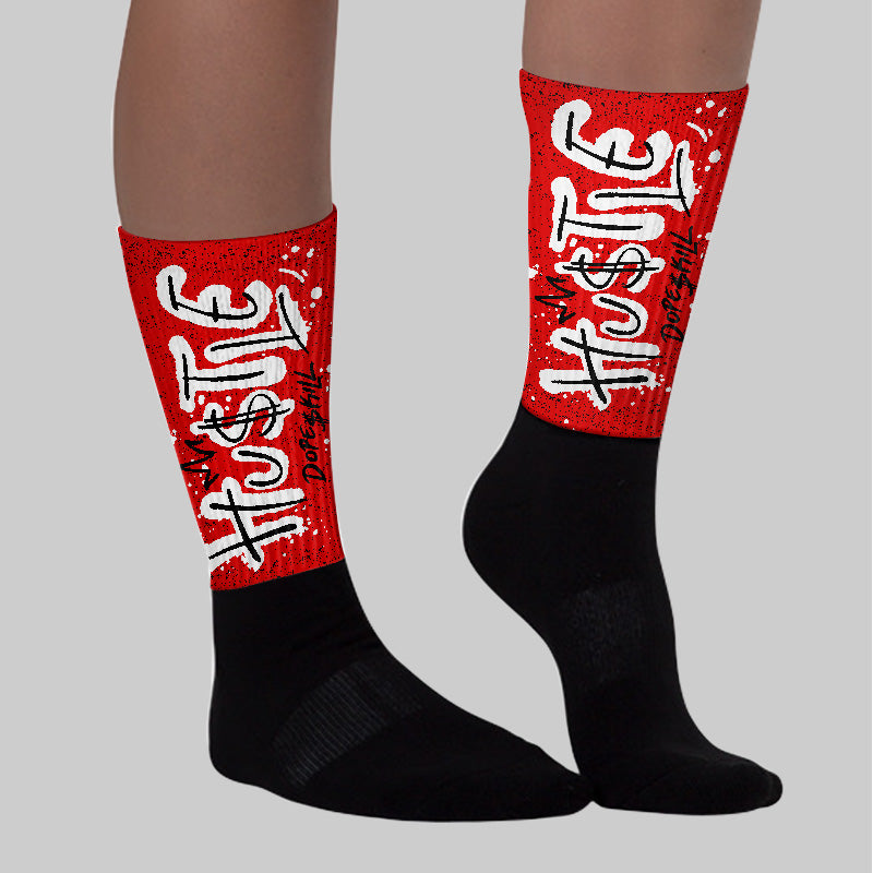 Red Cement 4S superstreetwear Sublimated Socks Hustle Graphic