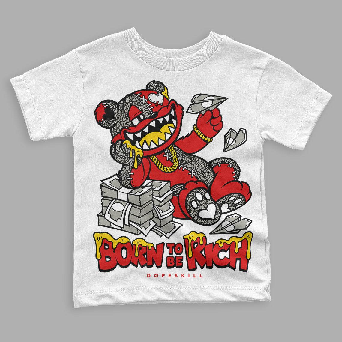 Fire Red 3s superstreetwear Toddler Kids T-shirt Born To Be Rich Graphic