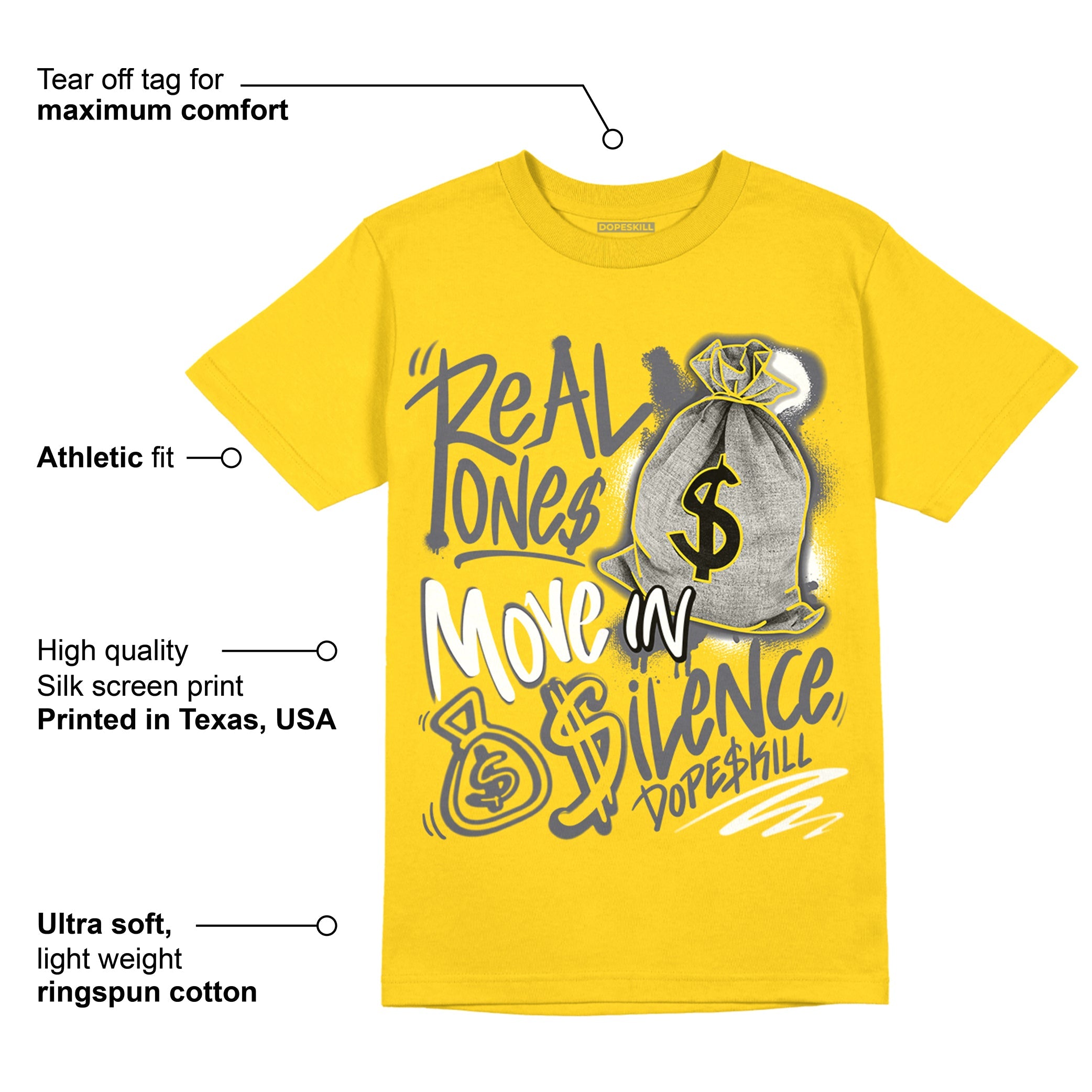 AJ 4 Lightning superstreetwear Tour Yellow T-shirt Real Ones Move In Silence Graphic