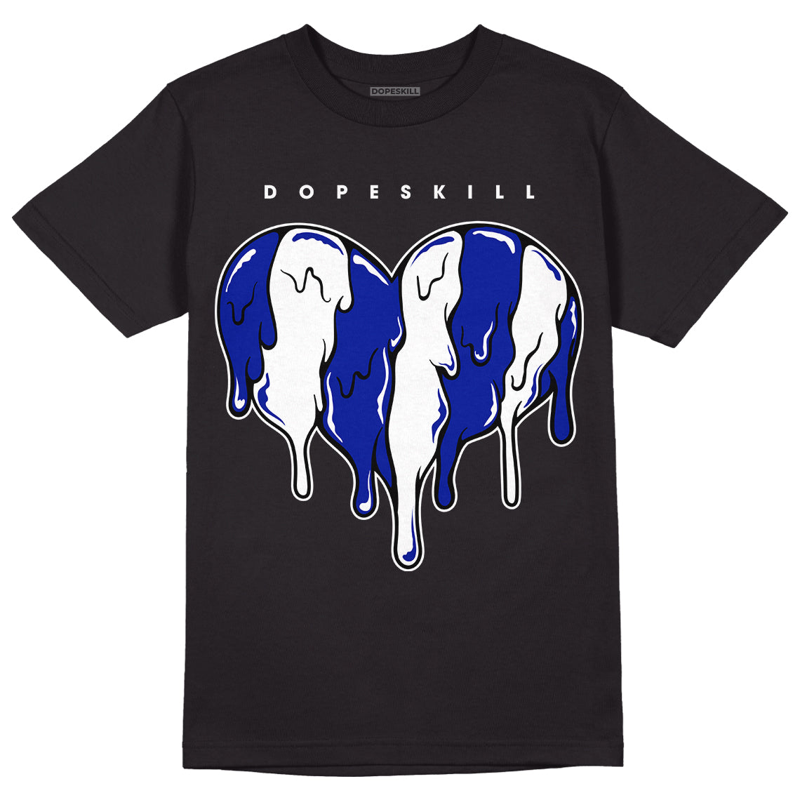 Racer Blue White Dunk Low superstreetwear T-Shirt Slime Drip Heart Graphic