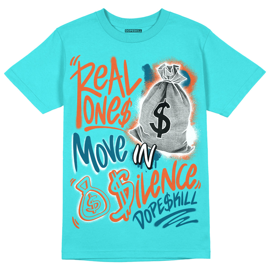 Dunk Dolphins superstreetwear Tahiti Blue T-shirt Real Ones Move In Silence Graphic