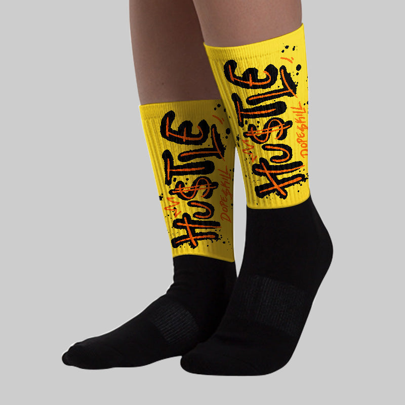 Black Tour Yellow AJ 4 Thunder superstreetwear Sublimated Socks Hustle Graphic