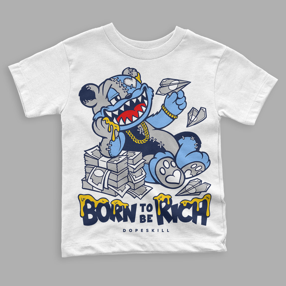 Midnight Navy 5s superstreetwear Toddler Kids T-shirt Born To Be Rich Graphic