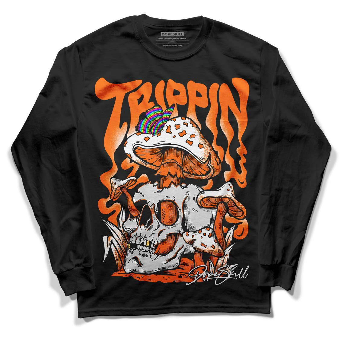 Orange Black White superstreetwear Long Sleeve T-Shirt Trippin Graphic