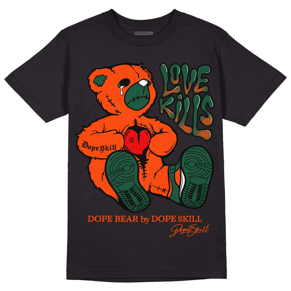 Dunk Low Team Dark Green Orange superstreetwear T-Shirt Love Kills Graphic