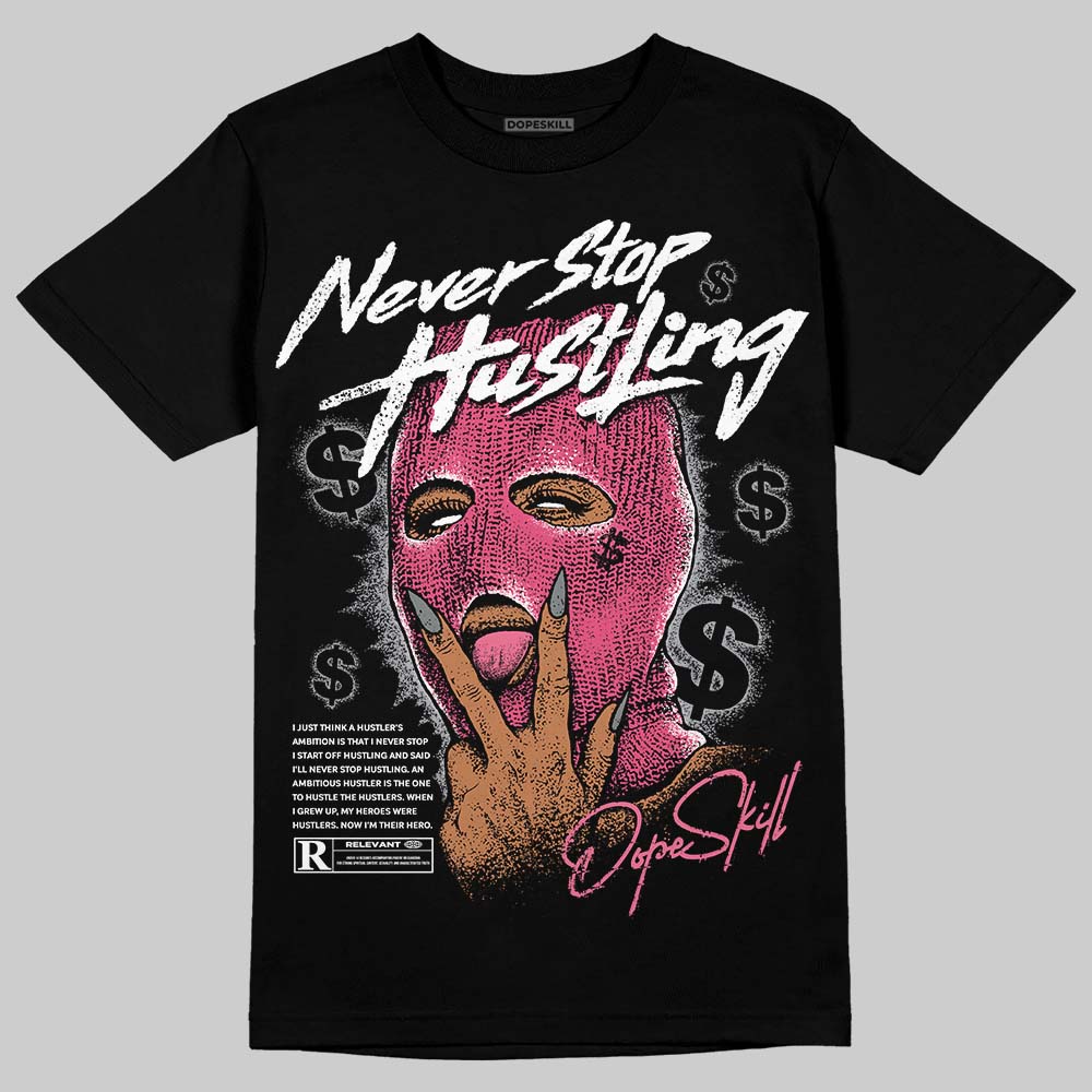 White Fluo Pink superstreetwear T-Shirt Never Stop Hustling Graphic