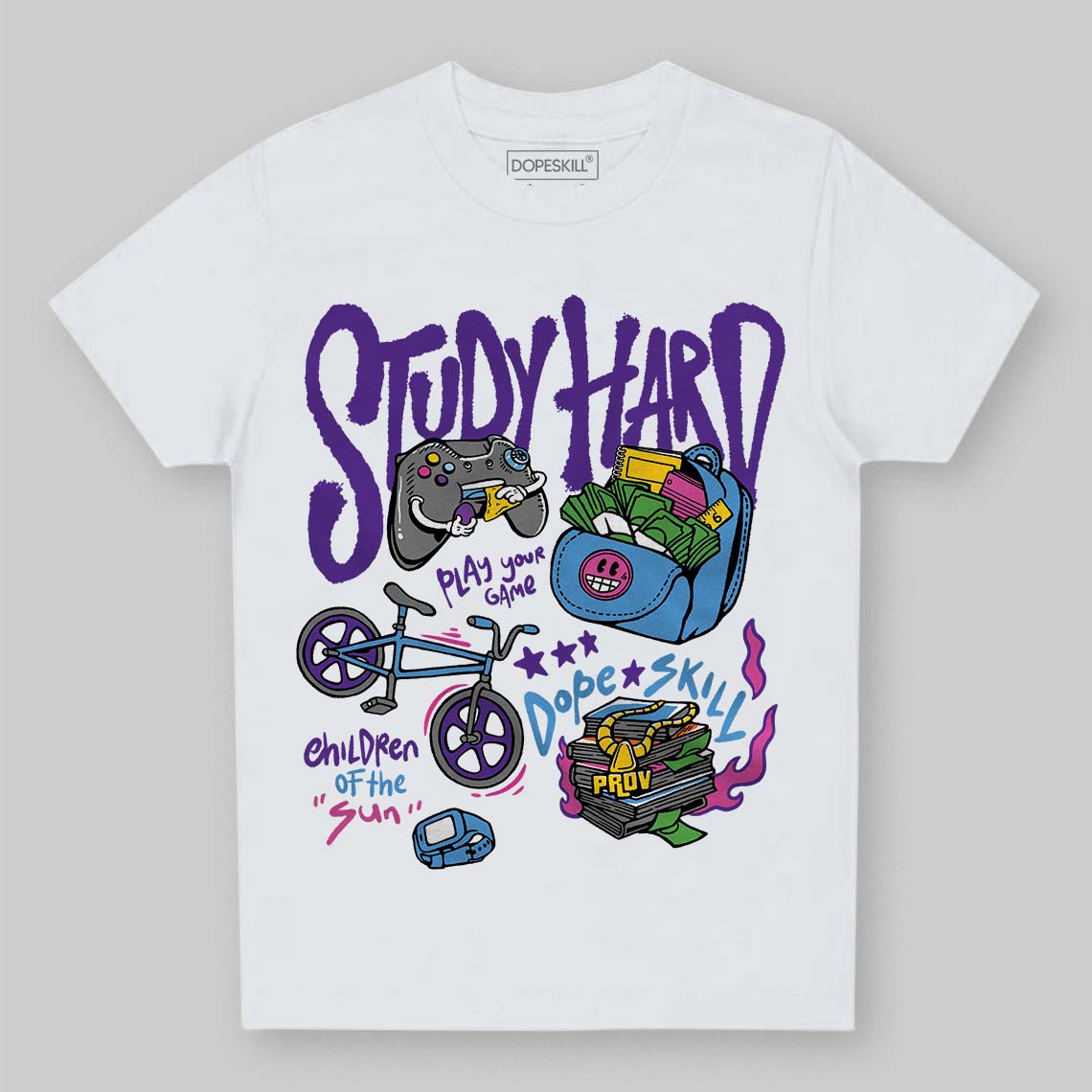 PURPLE Collection superstreetwear Toddler Kids T-shirt Study Hard Graphic