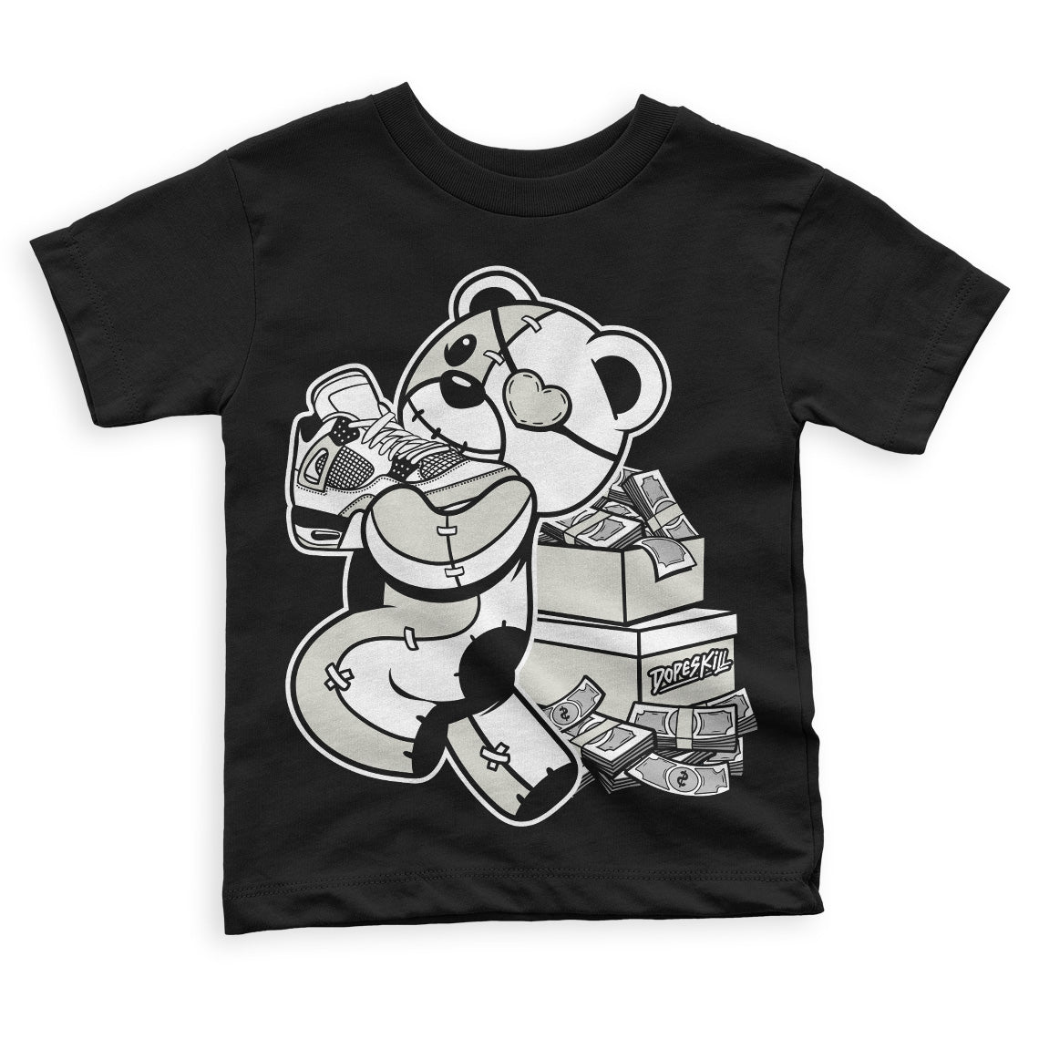Military Black 4s superstreetwear Toddler Kids T-shirt Bear Steals Sneaker Graphic