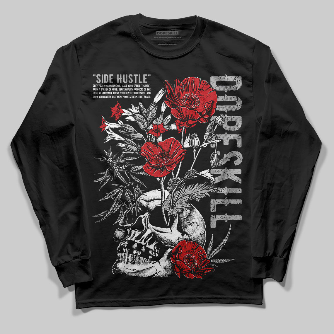 Black Cement 3s DopeSkill Long Sleeve T-Shirt Side Hustle Graphic