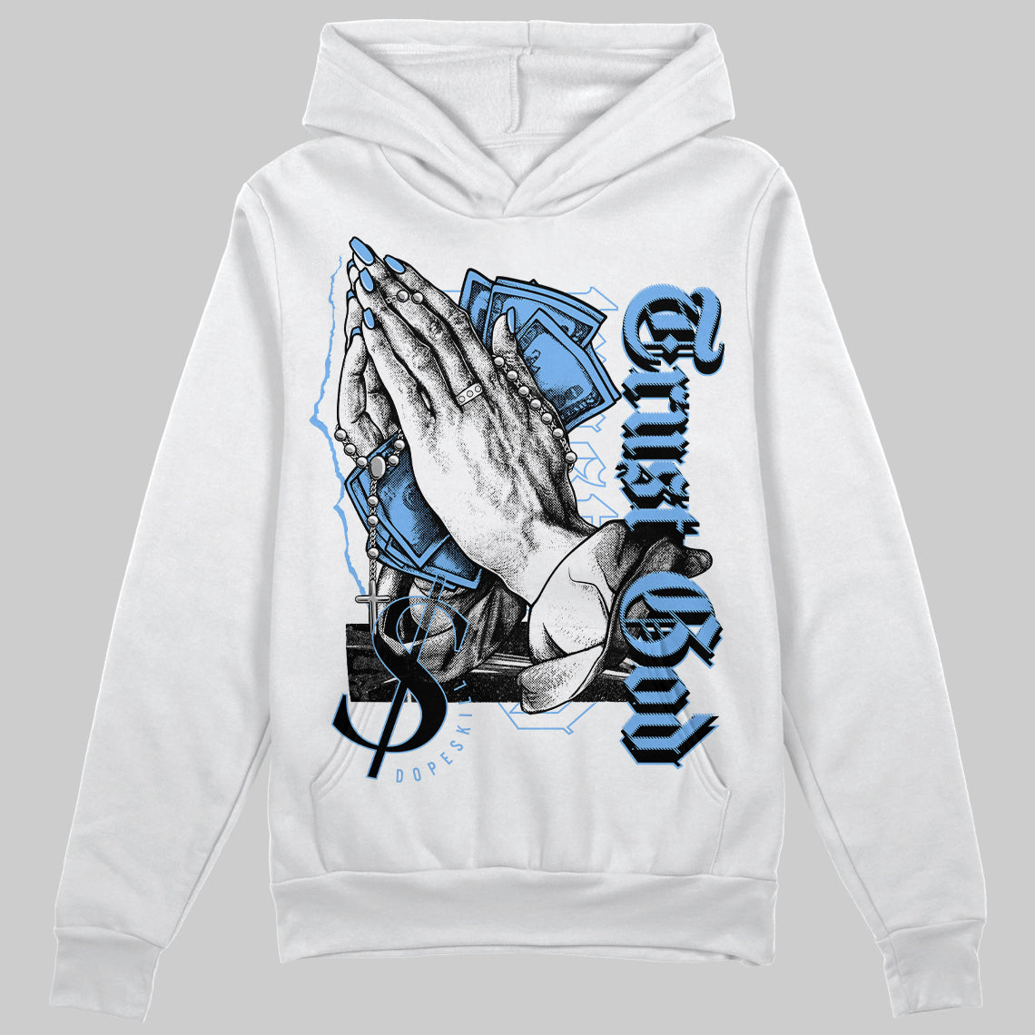 Powder Blue 9s superstreetwear Hoodie Sweatshirt Trust God Graphic